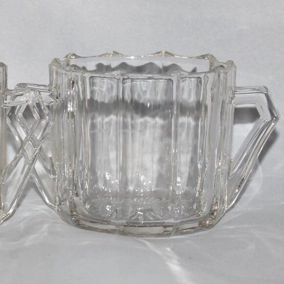 Indiana Glass Paneled Daisy Sugar Bowl & Creamer Set - Picture 3 of 5